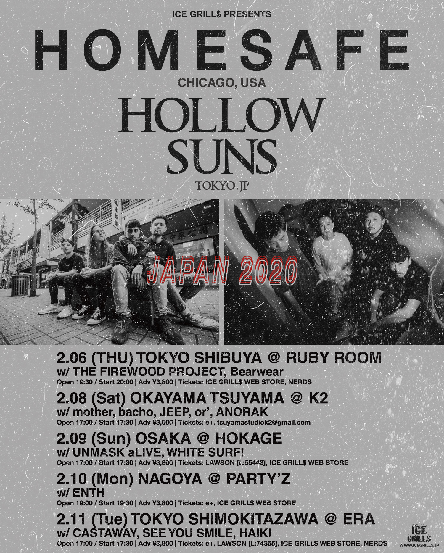 ICE GRILL$ PRESENTS HOMESAFE / HOLLOW SUNS Japan Tour 2020